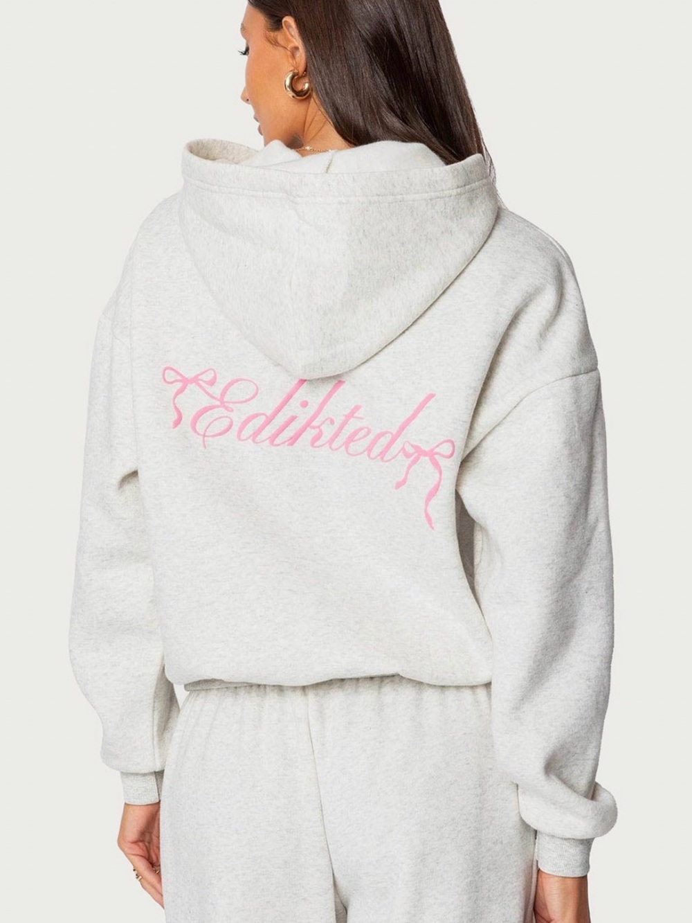 Edikted Sasha Bow Detail Hoodie Heather Gray